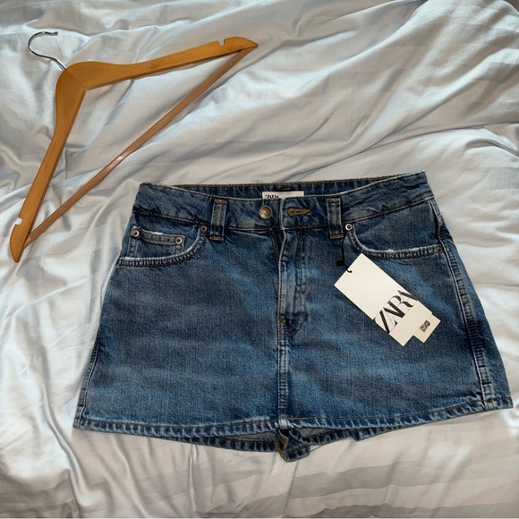 Zara Dresses & Skirts - ZARA- NEW NEVER WORN- Denim Mini Skort- SIZE: USA 4 , COLOR: Dark Blue
